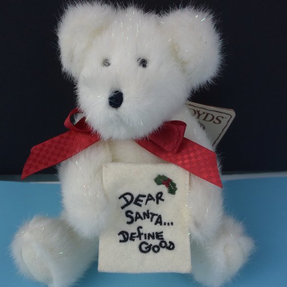 Boyds Bear "Dear Santa...Define Good" 8 inch Plush w Tag Excellent Condition! - Picture 1 of 10